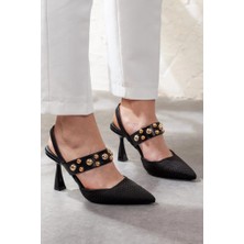 Kadın Hasır Detaylı Topuklu Kadın Ayakkabı