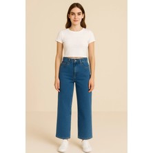Kadın Serpme Taşlı Jeans Pantolon