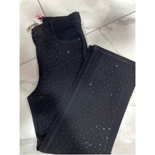 Kadın Serpme Taşlı Jeans Pantolon