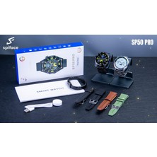 Spiface SP50 Pro Android-Ios Uyumlu Bildirim Görme Konuşma Özellikli Akıllı Saat + 3 Kordon