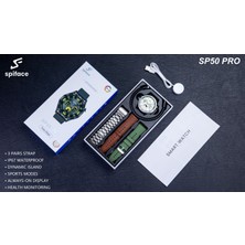 Spiface SP50 Pro Android-Ios Uyumlu Bildirim Görme Konuşma Özellikli Akıllı Saat + 3 Kordon