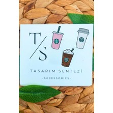 Rozet Metal Broş 3'lü Kahve Coffee Java Chip Chocolate Pembe Beyaz Yaka Çanta Kıyafet Şapka Takı