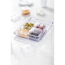 Akrilik Şeffaf 6 Lı Kapaklı Kahvaltılık Kahvaltı Seti & Saklama Kabı (Cam Değildir)