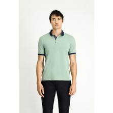 Polo Yaka Regular Fit Desenli Pamuklu Tişört