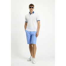 Polo Yaka Regular Fit Desenli Pamuklu Tişört