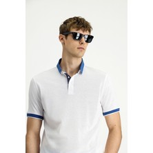 Polo Yaka Regular Fit Desenli Pamuklu Tişört