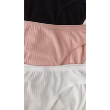 Tutku 3'lü Fitilli Pamuklu Kadın Bikini Kaşkorse Slip Külot
