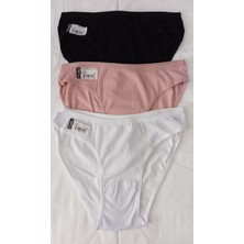 Tutku 3'lü Fitilli Pamuklu Kadın Bikini Kaşkorse Slip Külot