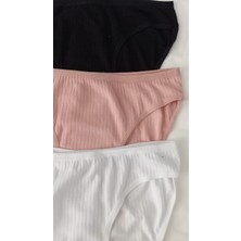 Tutku 3'lü Fitilli Pamuklu Kadın Bikini Kaşkorse Slip Külot