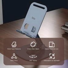 Bix 360° Dönen Metal Masaüstü Tablet ve Telefon Standı