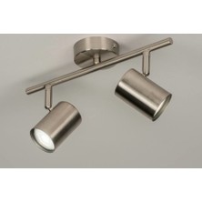 Rsylight Retro Metal Inox 2 Li 180 Derece Hareketli LED Spot Avize Beyaz Ampullü