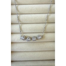 Jewels of Hope Zirkon Taşlı Açılabilir Kalp Detaylı Yonca Kolye 45 cm 316L Paslanmaz Çelik Kadın Kolye Bijuteri Kolye
