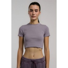 Everlast Ever Relaxed Rib Mürdüm Kadın Crop Tişört
