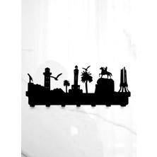 Izmir Silüeti Metal Duvar Anahtar Askısı Anahtarlık Şehir Manzarası