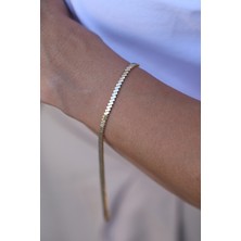 14 Ayar Altın Mini Üst Üste Asimetrik Dikdörtgenler Bileklik