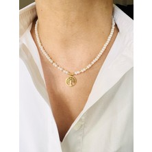 Devi Fashion Zarif Cam Incili Altın Rengi Hayat Ağacı Uçlu Kolye