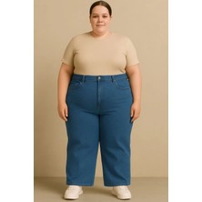 Extra Büyük Beden Jeans  Geniş Paça Kot Pantolon
