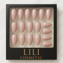 Lili Cosmetic Lüx Pembe Badem Takma Tırnak Kendinden Yapışkanlı 24LÜ Hipoalerjik