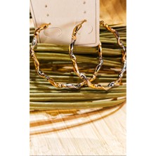 Monalisa Home Lüks Figürlü Çift Renk Halka Küpe