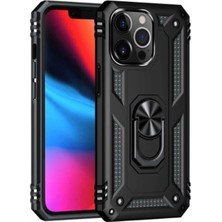 iphone 14 Pro Kılıf Sofya Yüzüklü Silikon Kapak - Siyah