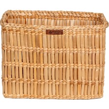 Atandu Home %100 El Yapımı Doğal Hasır Dikdörtgen Kulplu Organizer Sepet | 32X22X24 cm | Kitap & Oyuncak Kutusu | Dekoratif Çok Amaçlı Kutulama