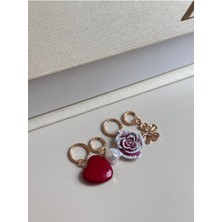 Gül, Kalp, Yonca ve Inci Figürlü Altın Renk Charm Küpe – 4’lü Set