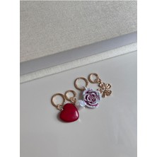 Gül, Kalp, Yonca ve Inci Figürlü Altın Renk Charm Küpe – 4’lü Set