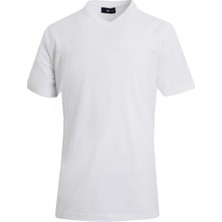 Uki Beyaz Comfort Fit V Yaka Basic T-Shirt