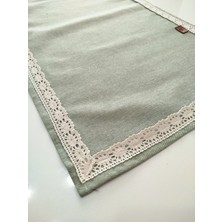 Naturel Organik Otantik Jüt Yumuşak %100 Pamuklu Keten Güpürlü Runner 45X115 cm
