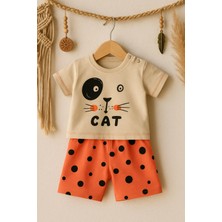 Erkek Bebek Cat Baskılı Şortlu Takım