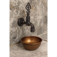Qmix BAKIR ESKİTME ANTİK RENK Perlatör Uçlu Osmanlı Nostalji Hamam Sauna Musluğu
