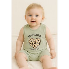 Kız Bebek Yazlık Şortlu Takım Self Love Baskılı Kolsuz