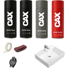 CAXCOLORS Suya Dayanıklı Parlak Beyaz Lavabo-Fayans-Evye Sprey Boya Seti 400 ml