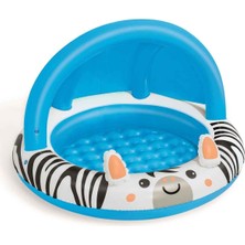 Renkli Zebra Desenli Güneşlikli Çocuk Havuzu, Eğlenceli ve Güvenli Yaz Aktiviteleri