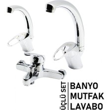 3lü Set   Banyo - Evye Mutfak - Lavabo   Aç Kapa  Mix Batarya Musluk (5047)