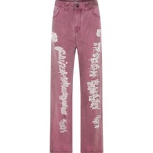 Ace Nayman Normal Bel Bol Kesim Pembe Kadın Pantolon Owen Pembe Denim Ceket
