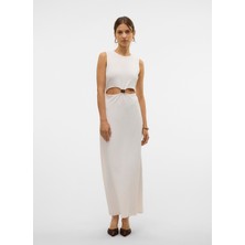 Vero Moda Bisiklet Yaka Beyaz Uzun Kadın Elbise Vmallıson Sl Ankle Dress Jrs Ga