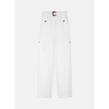 Versace Jeans Couture Yüksek Bel Standart Beyaz Kadın Pantolon 78HAA109