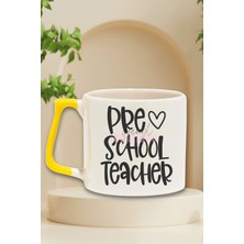Preschool Teacher Heart Baskılı Okul Öncesi Öğretmeni Sevgi Hediyelik Kulplu Kupa Bardak