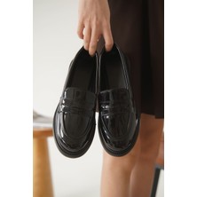 Sunny Kadın Siyah Rugan Loafer