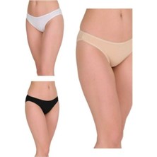 Berrak 6'lı (Siyah - Beyaz - Ten Renkler) Pamuklu ve Likralı Kadın Bikini Külot