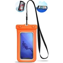 Turuncu Su Geçirmez, Balonlu, Batmaz Telefon Kılıfı, Su Altı Koruyucu, Renkli Tasarım