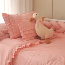 Luna %100 Pamuk Montessori Bebek Uyku Seti – Fırfırlı, Pembe Renk, Ördek Uyku Arkadaşı ile