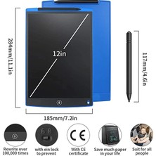 12 Inc Writing LCD Grafik Dijital Kalemli Çizim Tableti Yazı Tahta Not Yazma Eğitim Tableti