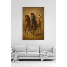 At Figürlü Kanvas Tablo - %100 Pamuk Kumaş, Yüksek Çözünürlük,asılmaya Hazır, Çerçevesiz Dekoratif Sanat Tablosu - Modern Duvar Dekoru (Ev, Ofis, Salon Için Uygun)