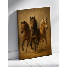 At Figürlü Kanvas Tablo - %100 Pamuk Kumaş, Yüksek Çözünürlük,asılmaya Hazır, Çerçevesiz Dekoratif Sanat Tablosu - Modern Duvar Dekoru (Ev, Ofis, Salon Için Uygun)