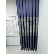 Nivemeshome Avşa DESEN:632349 502  Lacivert  1/3 Sık Pile Fon Perde Apm
