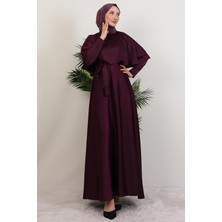 Mona Pelerinli Elbise Mor