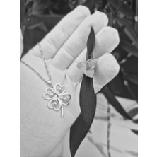 925 Ayar Papatya Silver Inci Yonca Kolye<rose,gold,rodaj>