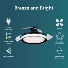 Philips Bliss Tavan Vantilatörü Açılır/kapanır Kanatlı, Kumandalı, Sarı/beyaz Işık, Siyah Renk, 28W+35W
